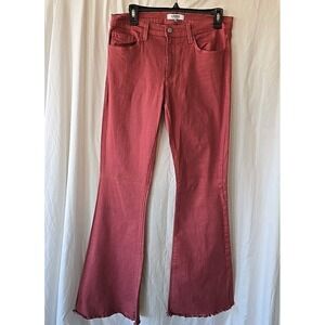 O2 Denim Free Minded Mid Rise Denim Flare Jeans PF3021 Wine Size 31 Made‎ In USA